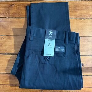 Hurley Worker Pants Mens 32 (Fits 34x32) Black Slim Fit 2-Way Stretch Chino NEW